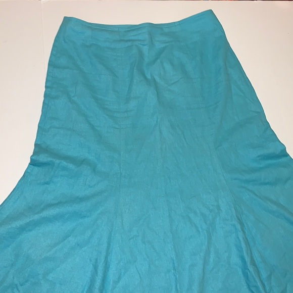Margareta “Irene 2” Vintage Turquoise Linen A-Line Skirt - Women’s Size 14 - Picture 2 of 8